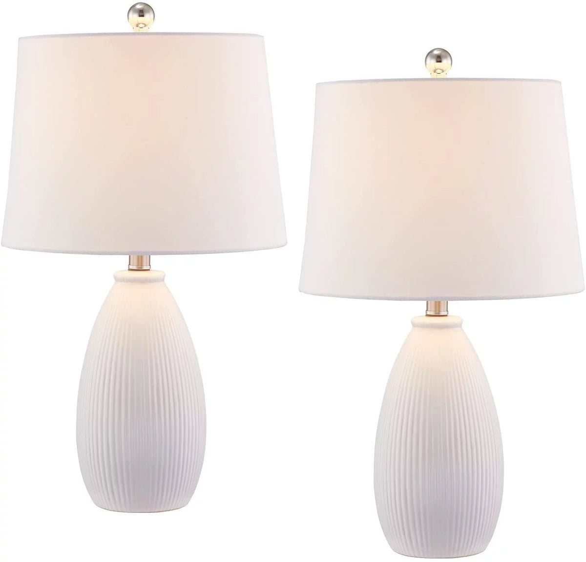 Table Lamps Set of 2 White Ceramic S475