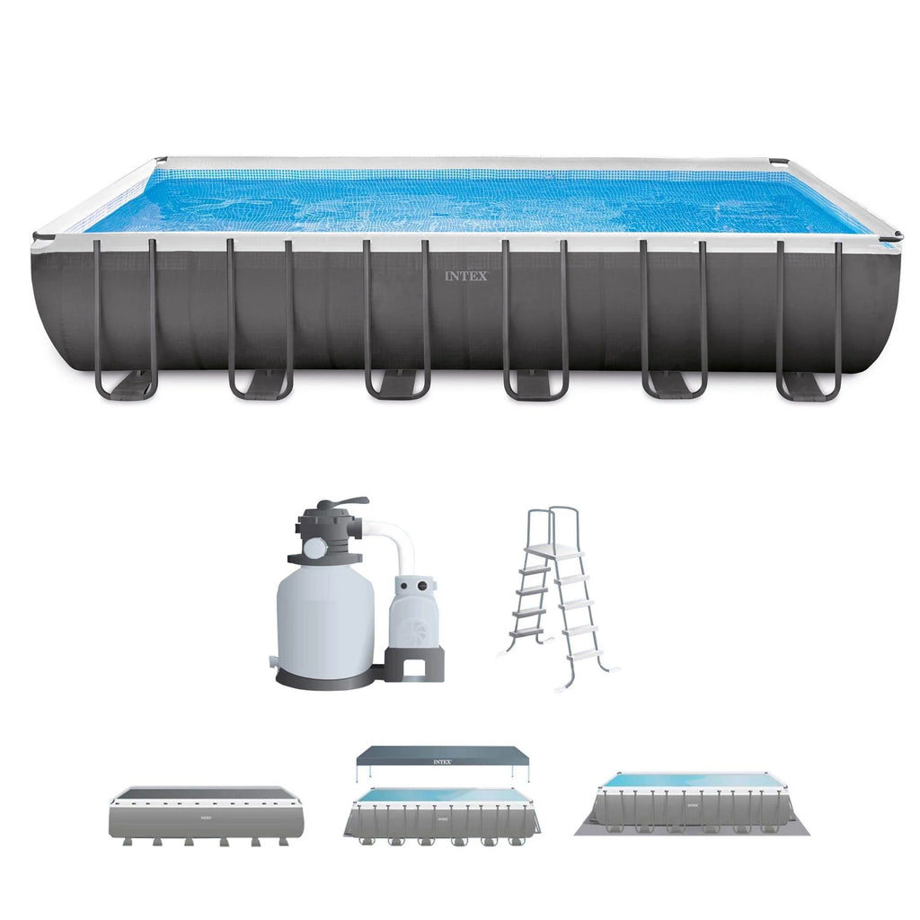 24' x 12' x 52 Rectangular Frame Swimming Pool with Pump U7683