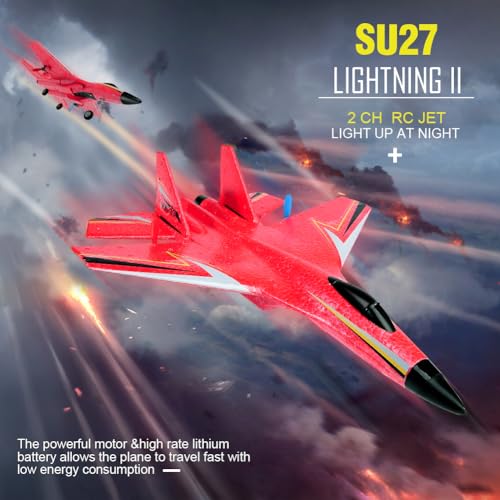2.4GHz 2 Channel RC Airplane with Gyro Night Lights and 2 Batteries O87587