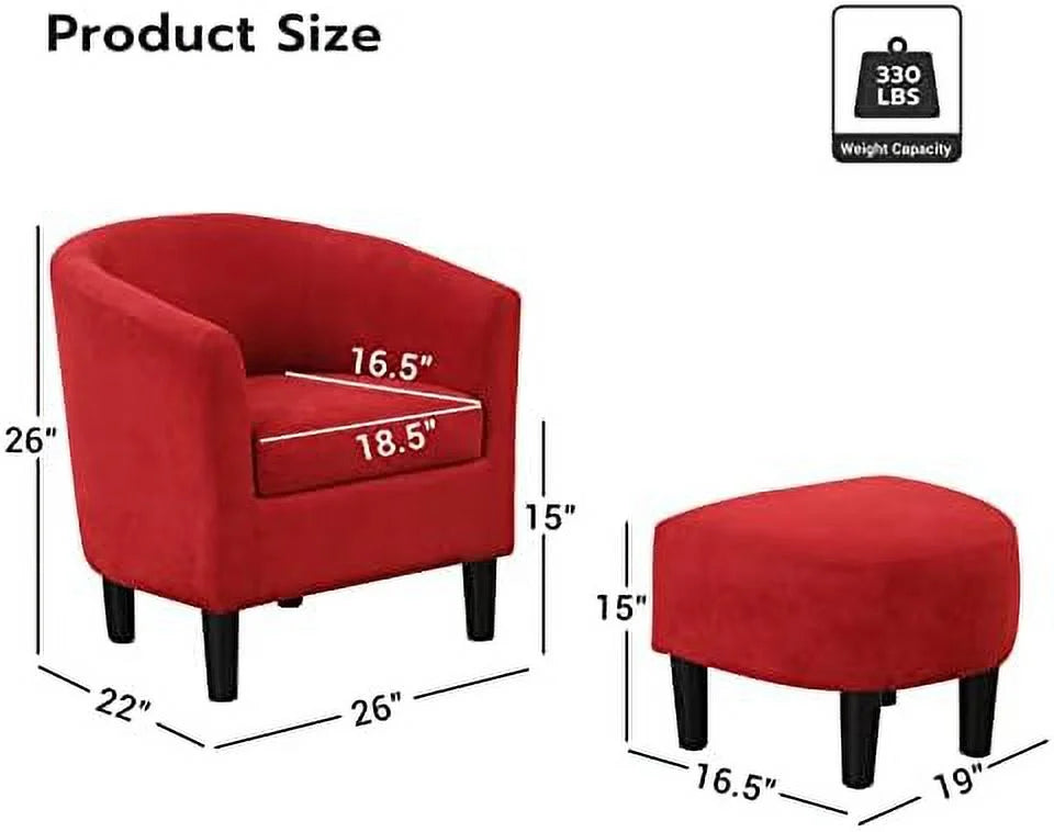 Modern Accent Chair with Ottoman Upholstered Barrel Chair with Foot H36599