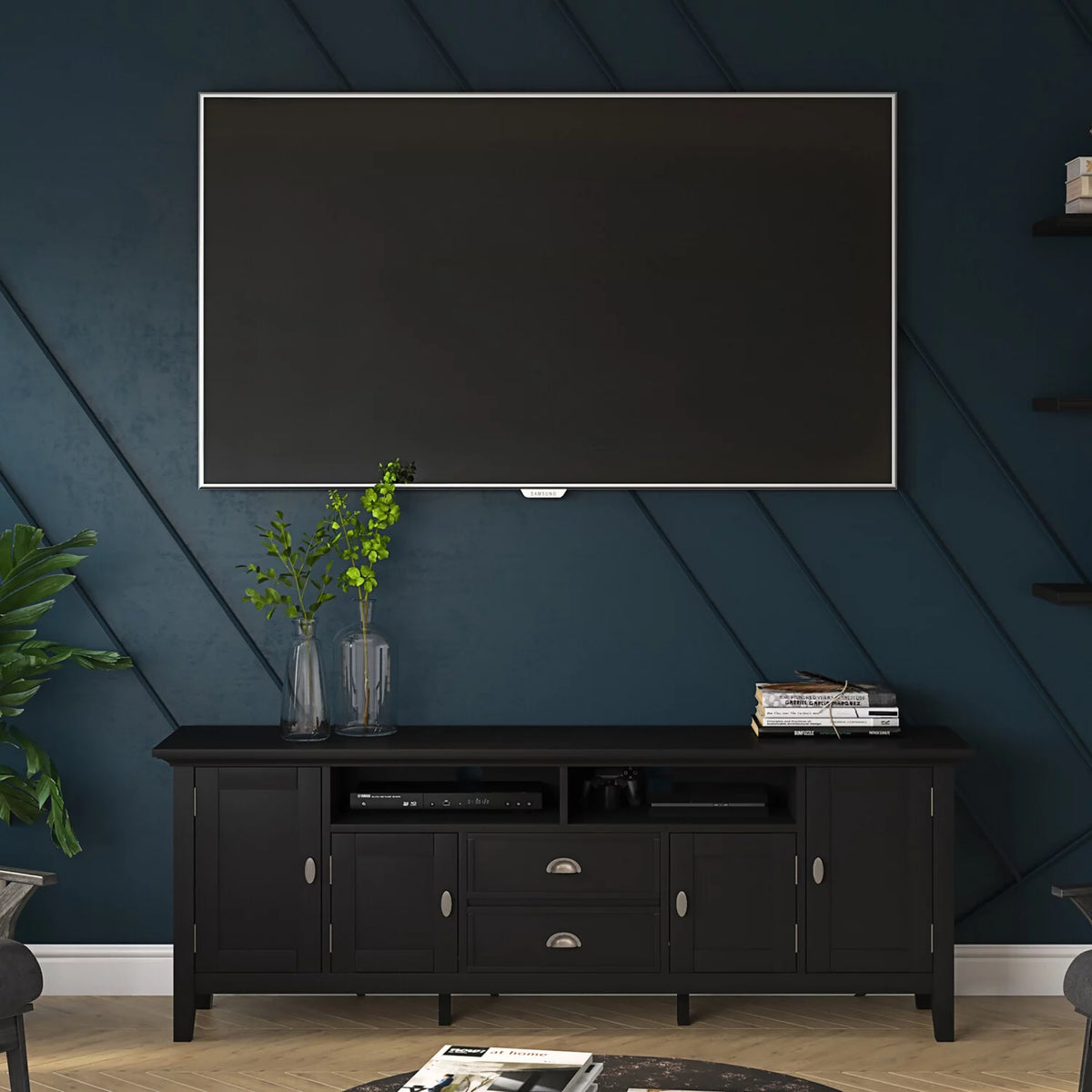 Black Wood 72 inch TV Media Stand J551244