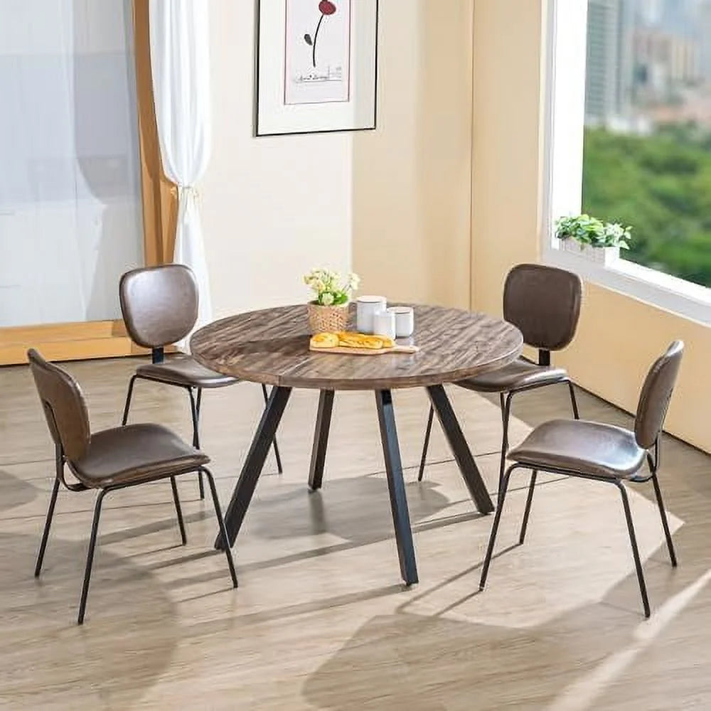 Round Wood Dining Table for 4-6 47" Grey J1393