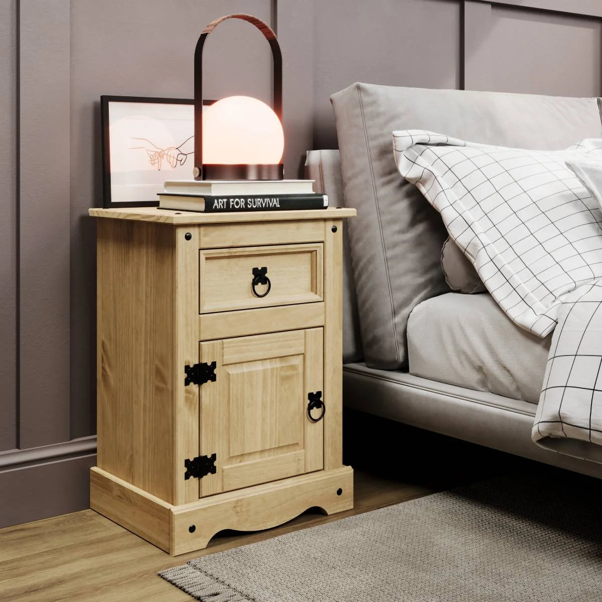 Wood 1 Door 1 Drawer Nightstand C4223