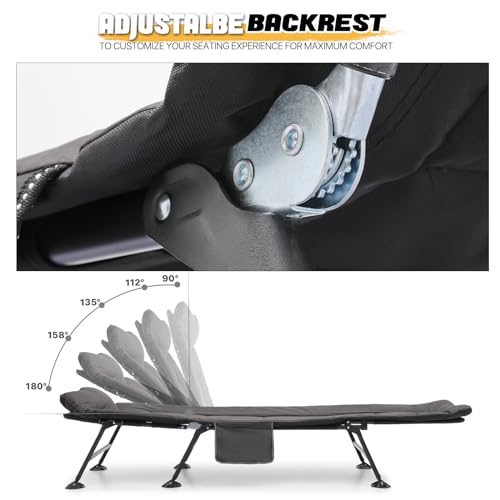 Black Set of 2 Adjustable Reclining Camping Bed with Carry Bag R86718