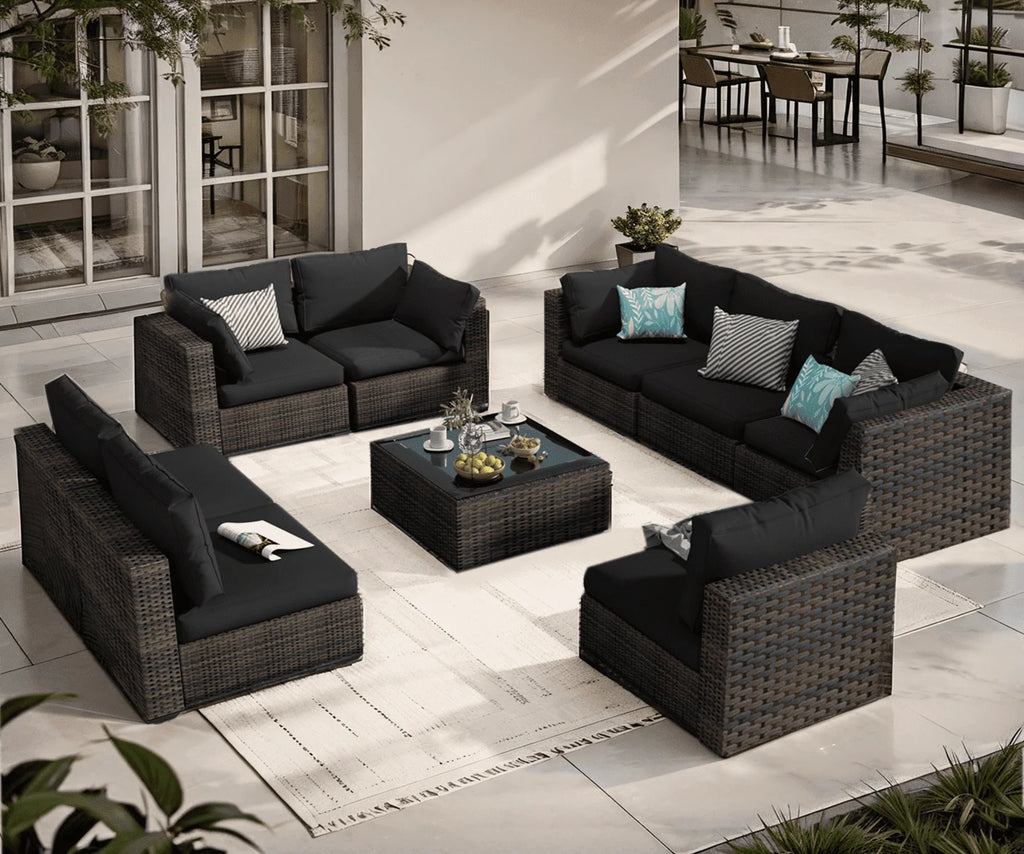 9 Pieces PE Wicker Rattan Outdoor Sofa Set K172