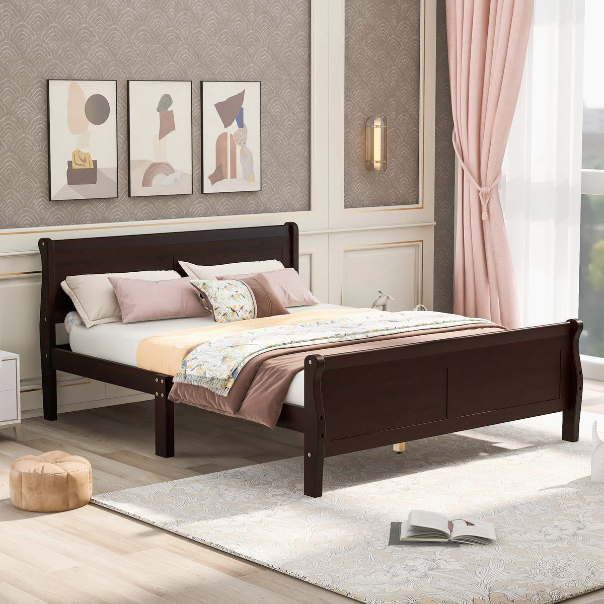 Full Size Wood Platform Bed O615389