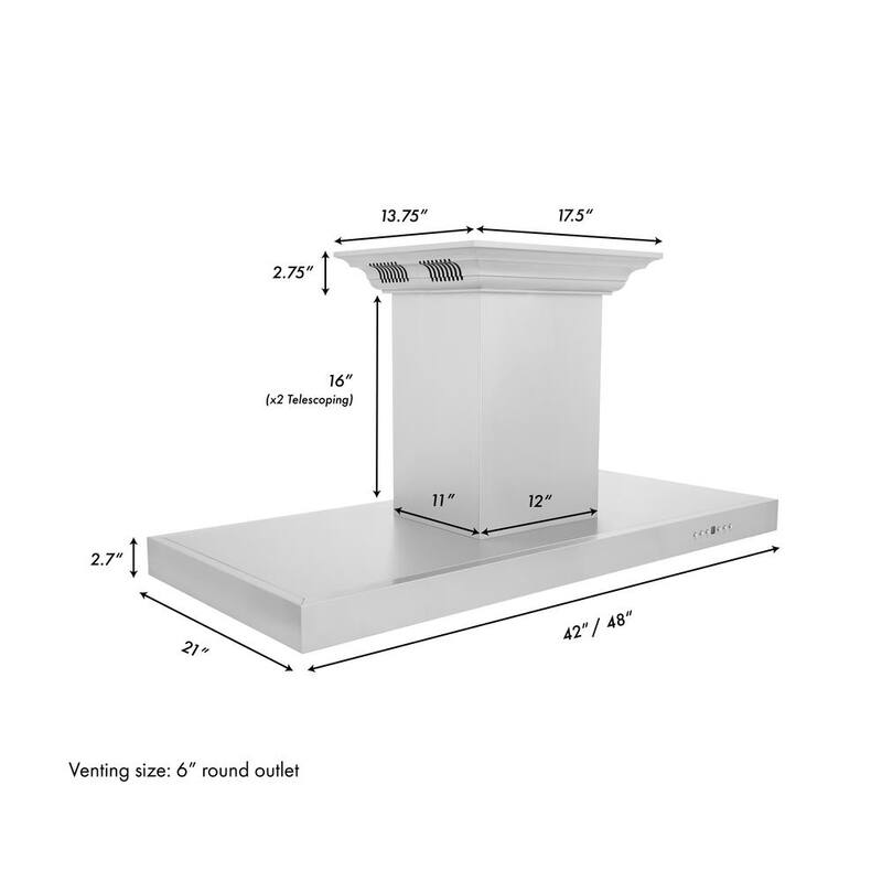 42 in. 400 CFM Ducted Island Mount Range Hood in Stainless Steel K263509