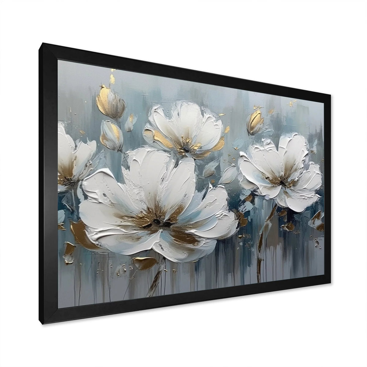 White and Gold Daisy Framed Wall Art Print 20 in. x 12 in. G3643