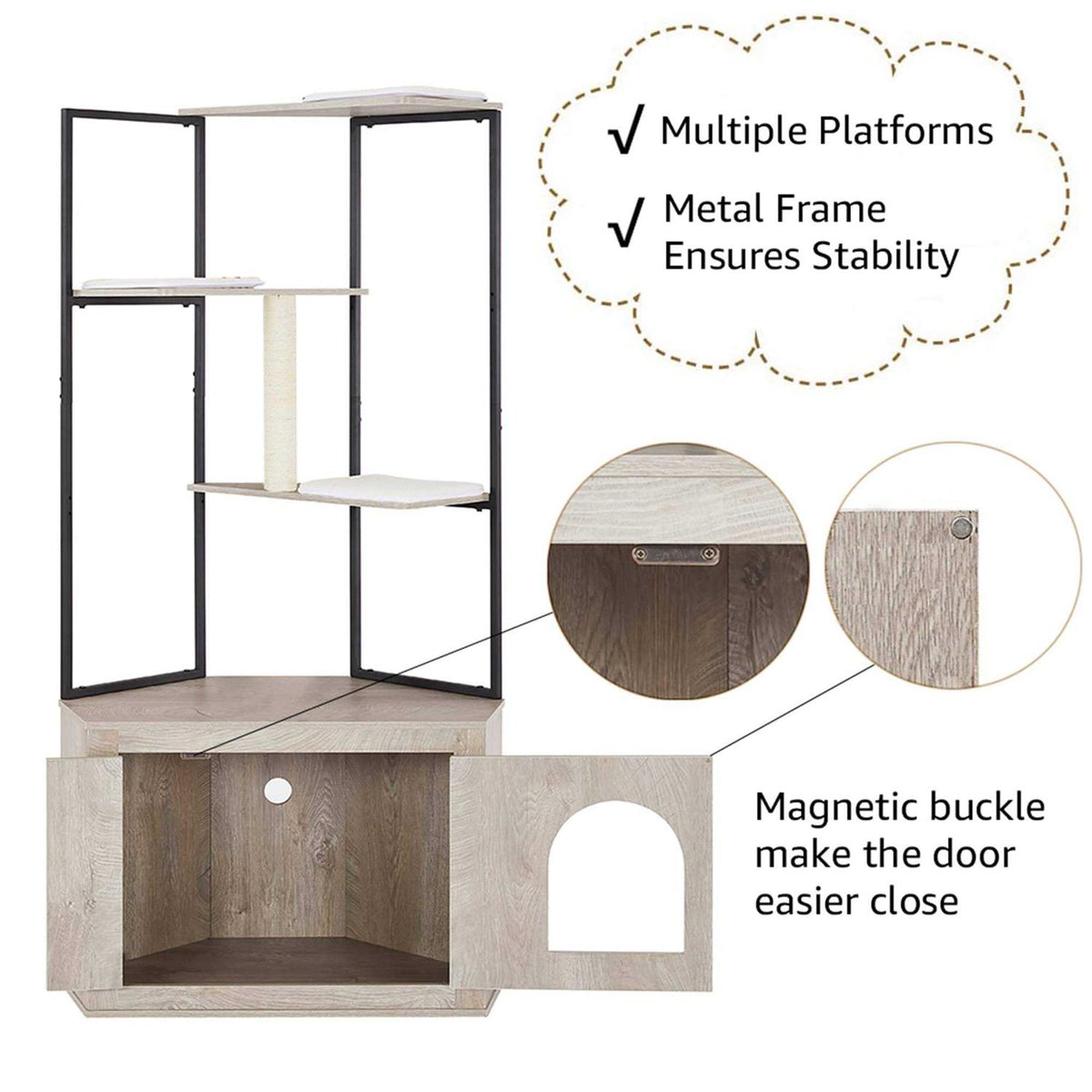 Corner Box Enclosure with Cat Tree Tower Cat Litter V580626