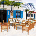 4-Piece Acacia Wood Patio Sofa Set with Beige Cushions V593