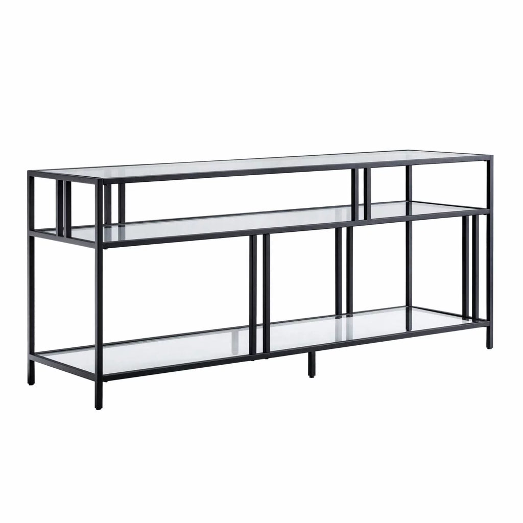Industrial Metal TV Stand with Glass Shelves V833