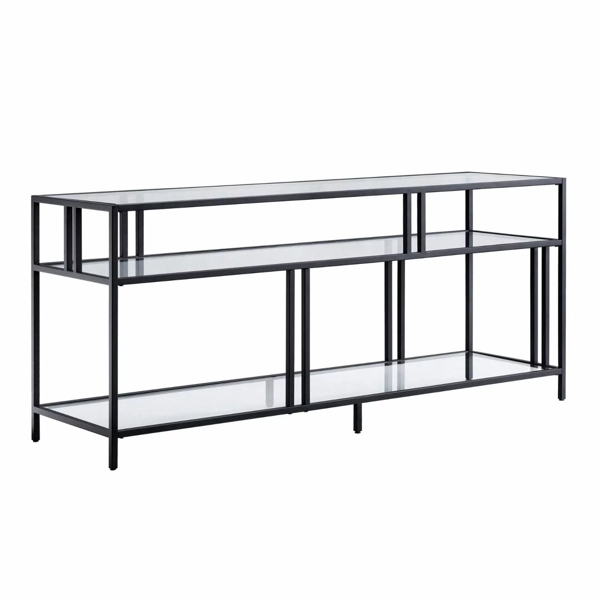 Industrial Metal TV Stand with Glass Shelves V833
