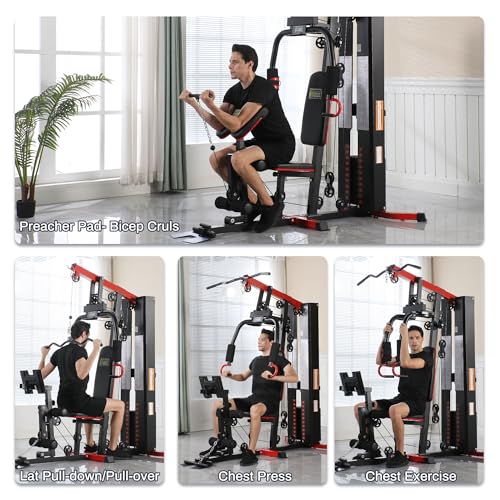 Multifunctional Home Gym Equipment with Leg Press and Pulley System R716
