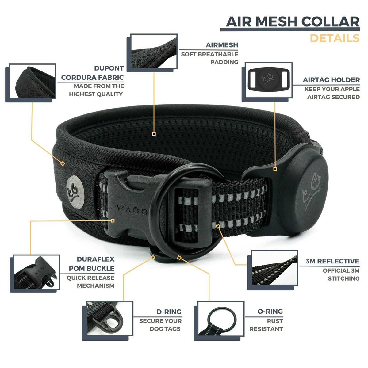 Adjustable Reflective Padded Dog Collar S16994