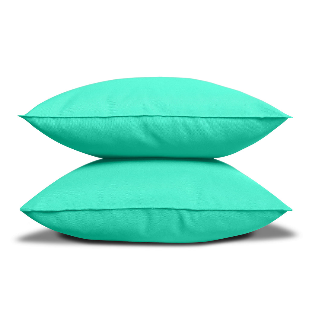 Pack of 2 Outdoor Decorative Throw Pillows 18 x 18 inch Solid Aqua Square Pillows L825