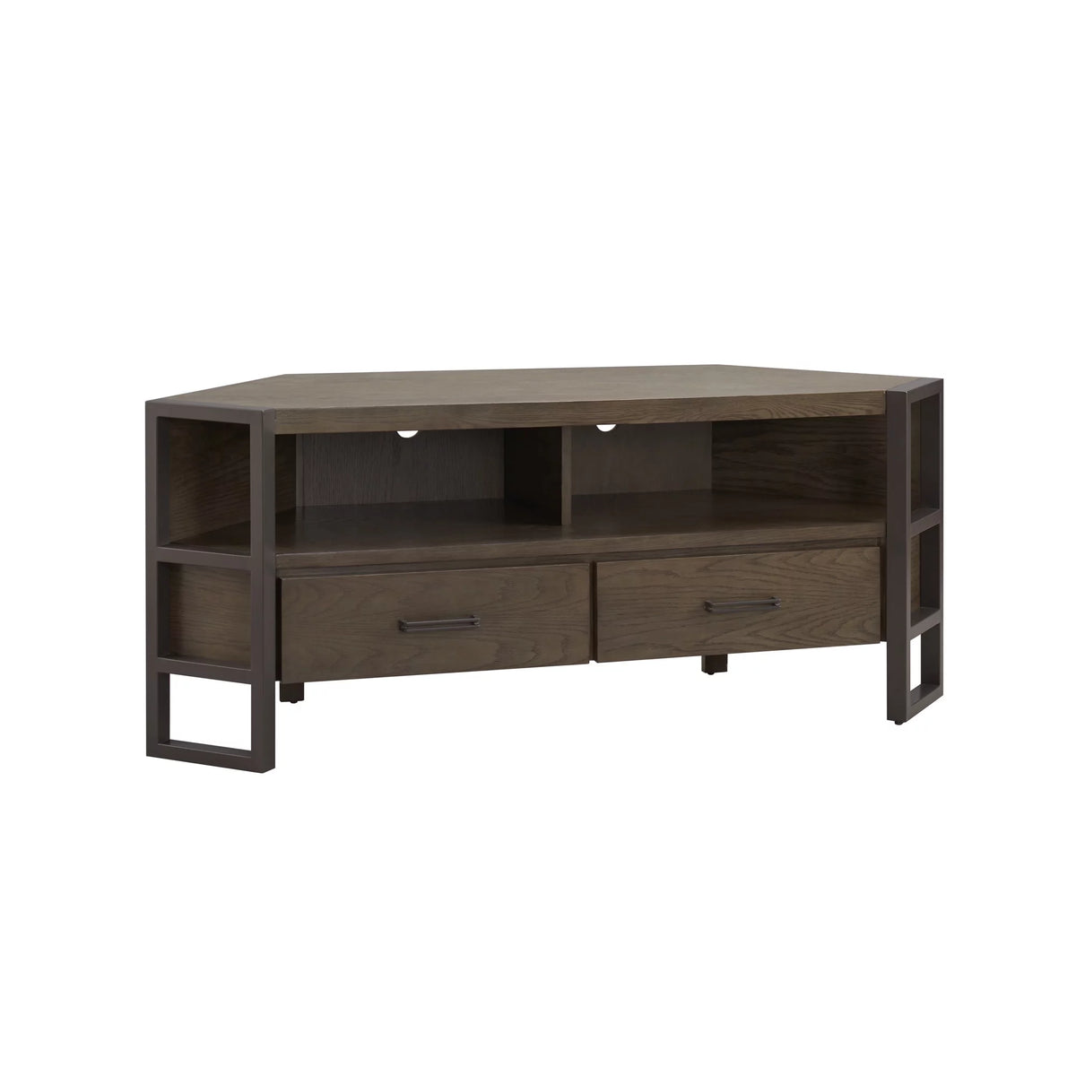 Mixed Metal and Wood Corner TV Stand R1082