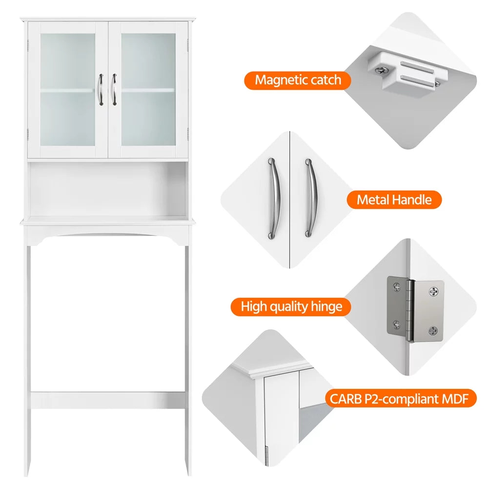 White Wooden 3-Shelf Over the Toilet Storage Cabinet F5144
