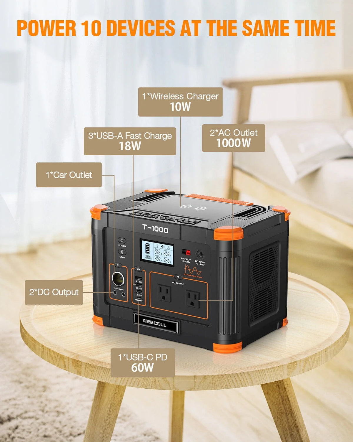 1000W Portable Power Station & 100W Foldable Solar Panel D292