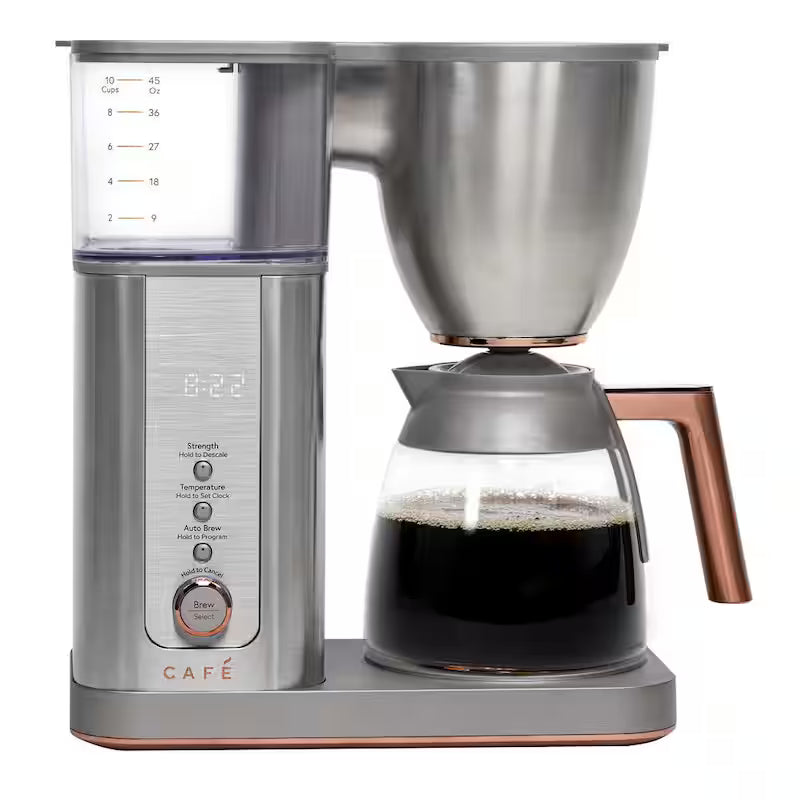 10 Cup Stainless Steel Drip Coffee Maker with Glass Carafe T932
