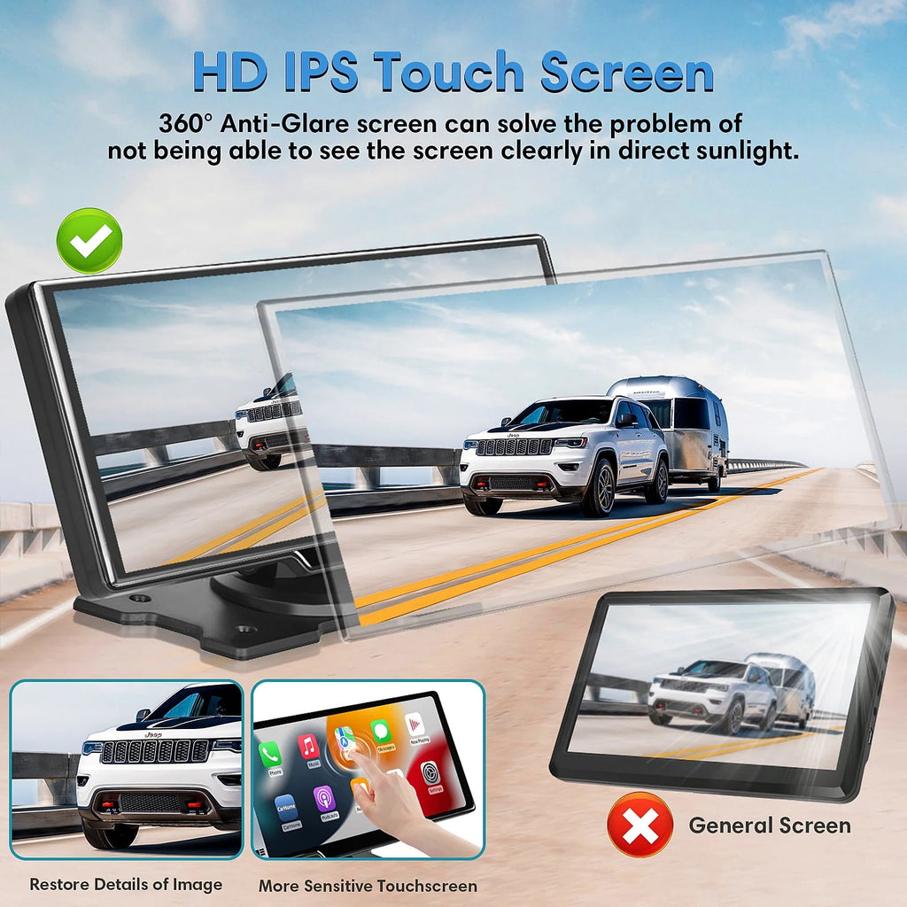 9.3 Portable Car Stereo with 2.5K Dash Cam and Backup Camera U100131