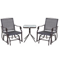 3 Pc Sling Fabric Rocking Glider Chair with Table Set Gray I19708
