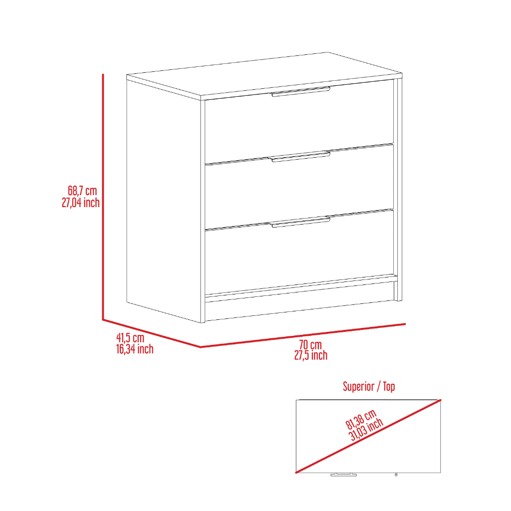 Light Gray 3 Drawer Dresser O5421