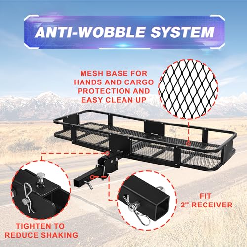 500lb Folding Cargo Rack Carrier 60"x20"x6" 2 Inch Receiver Luggage Basket L668717