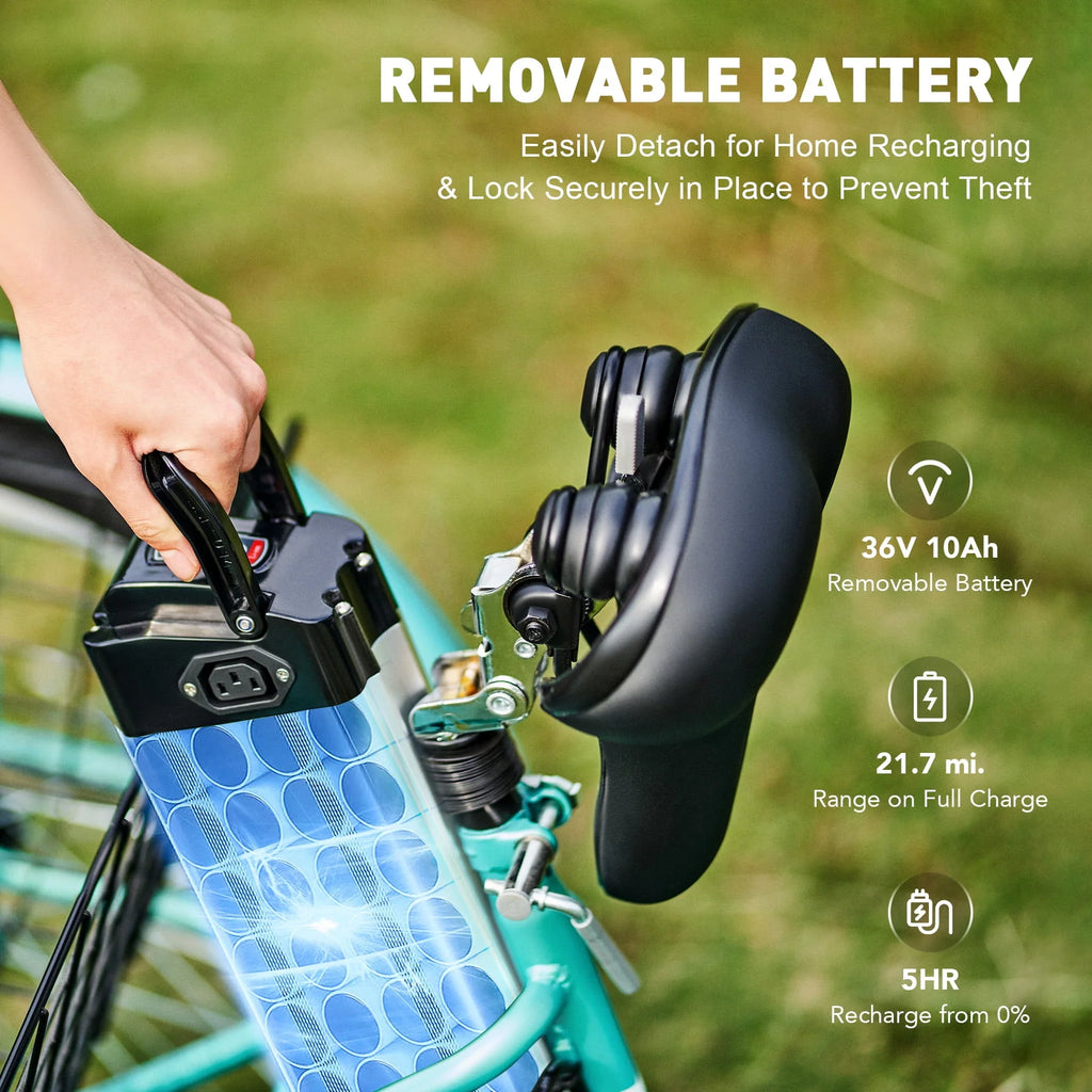 Electric Tricycle 350W with Basket 36V 10Ah Cream H16464