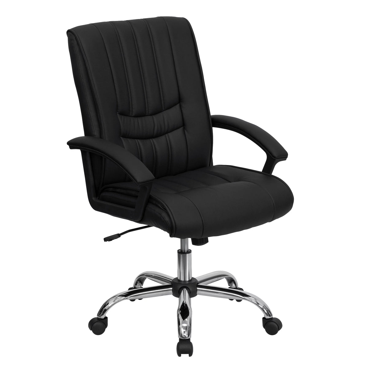 Black LeatherSoft Swivel Office Chair with Arms N456